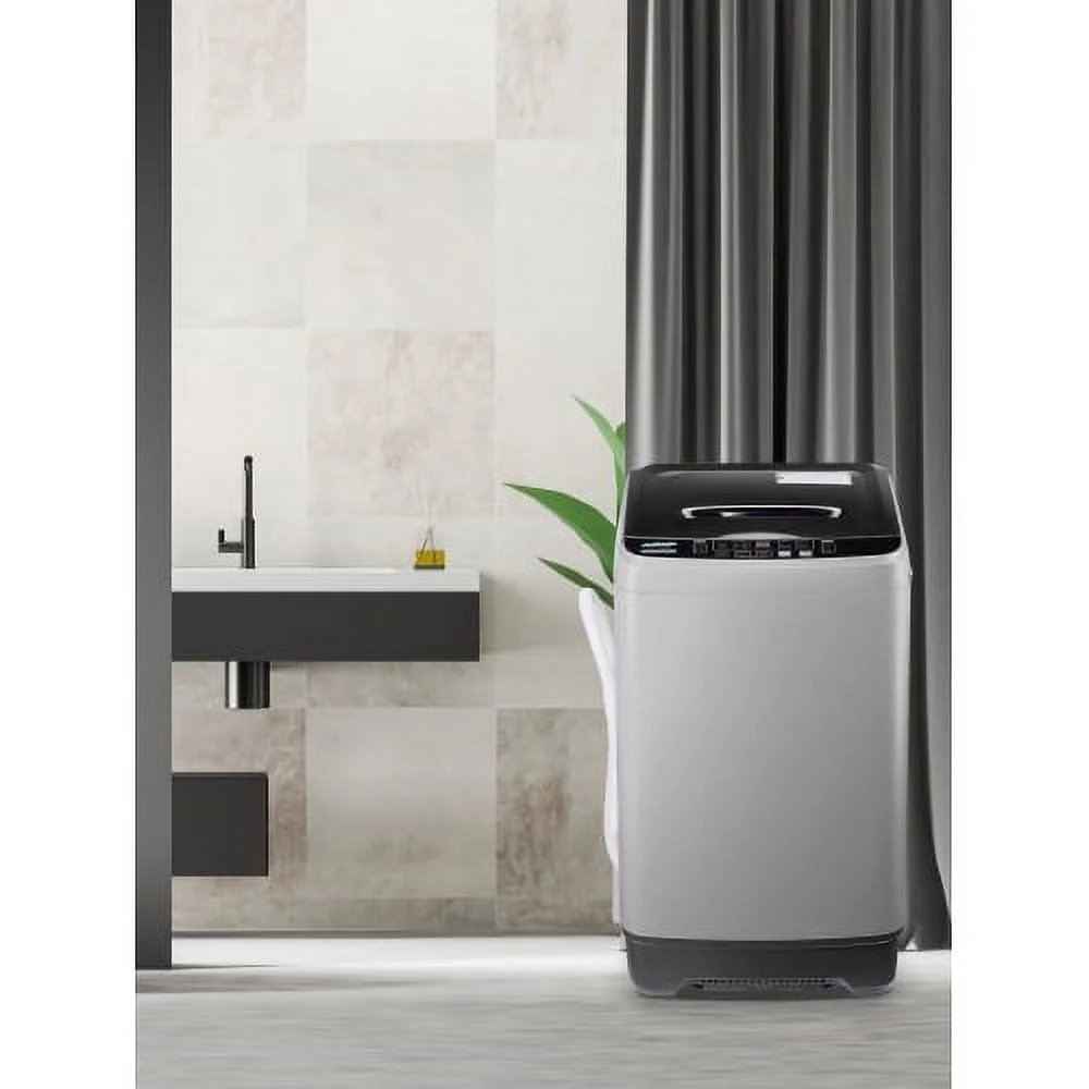 Full-Automatic Washing Machine with LED Display, 17.7 lbs Portable Compact Laundry Washer with Drain Pump, 10 Wash Programs 8 Water Levels