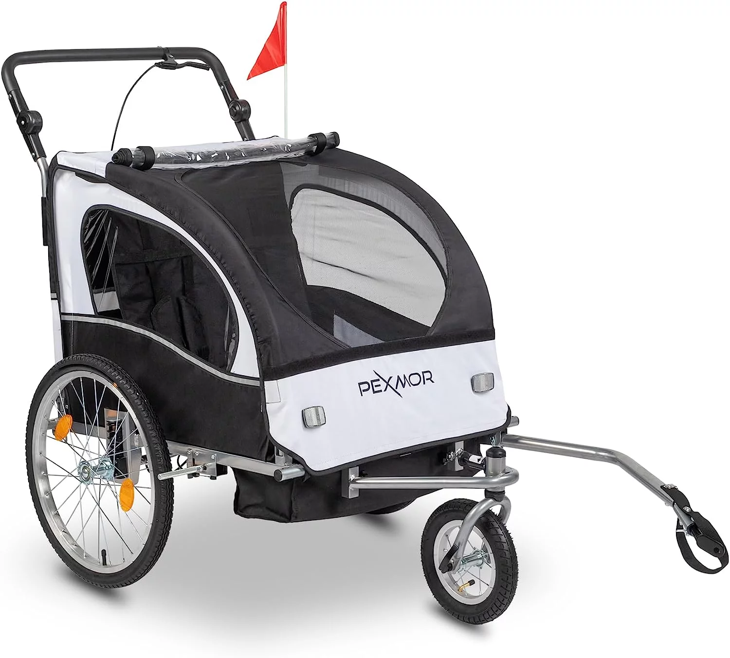PEXMOR 2-in-1 Bike Trailer for Kids 2 Seat,Child Bicycle Trailer Bike Stroller w/Safety Harnesses & Shock Absorber