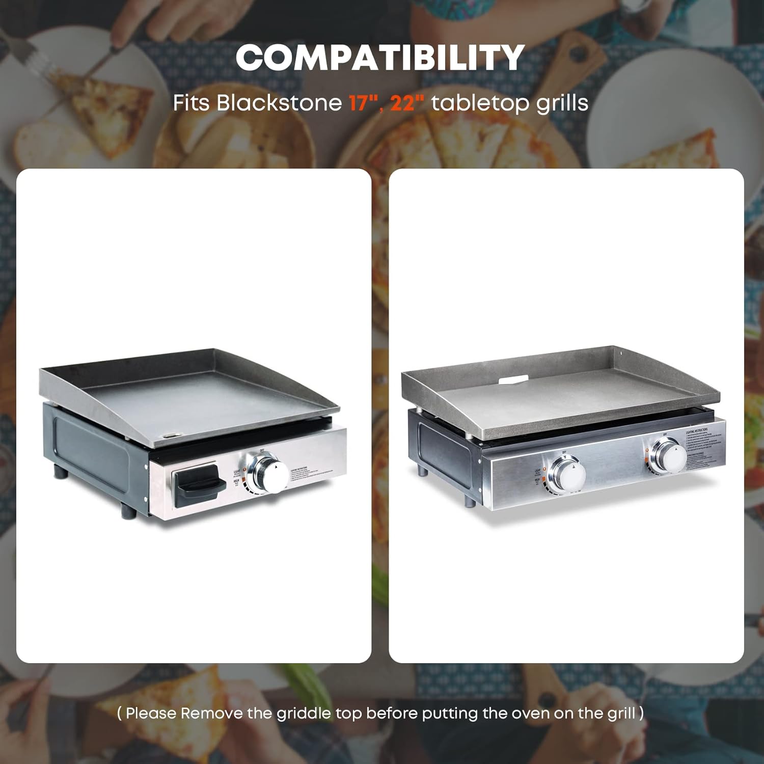 Stanbroil Outdoor Pizza Oven for Blackstone 17" or 22" Tabletop Griddles, Portable Pizza Maker with 13" Pizza Stone and Temperature Gauge