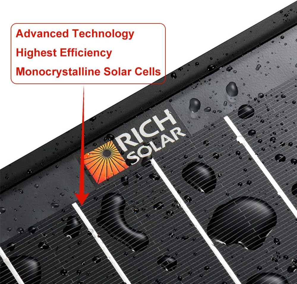 RICH SOLAR 100 Watt 12 Volt Premium Monocrystalline Solar Panel All Black