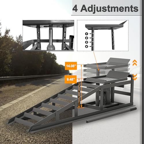 2 Pack Hydraulic Car Ramps 5T 10000lbs Low Profile Car Lift Service Ramps Truck Trailer Garage,Height Hydraulic Vehicle Ramps