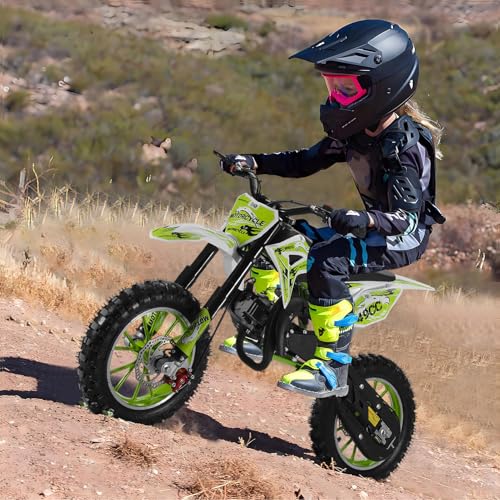 2025 Upgrade 49cc Kids Dirt Bike with Dual Disc Brakes, 2-Stroke 40KM/H Gas Pitbike