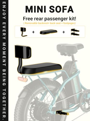 C23 2 Seater Electric Bike for Adults,750W Peak Motor 28 MPH, 720WH Removable Battery 65Miles Step-Thru Folding Ebikes,20" Fat Tire E-Bikes with NFC