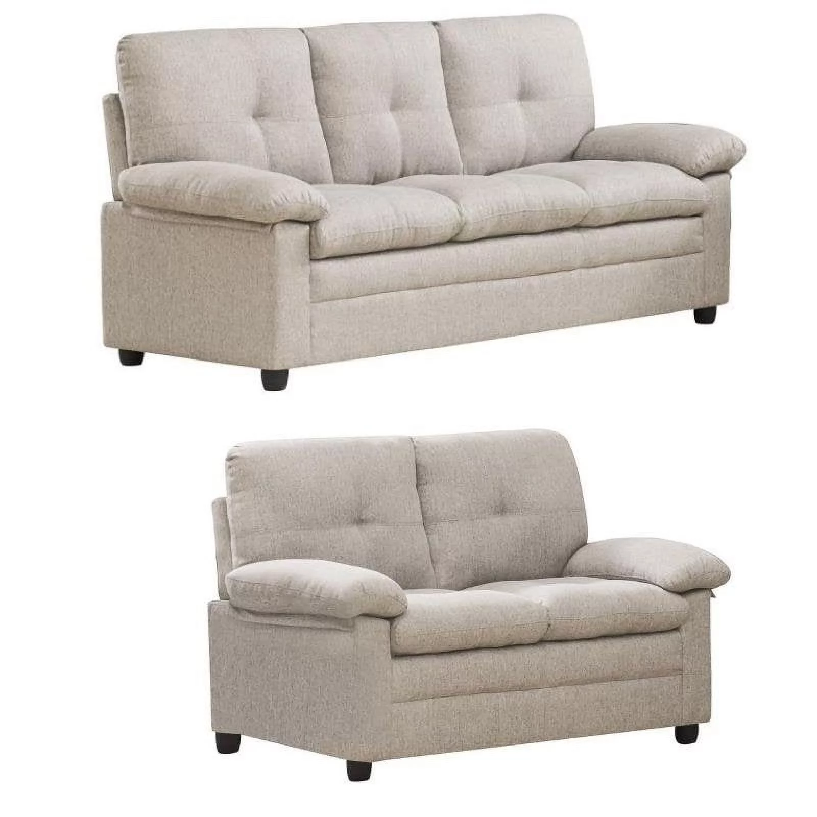 Home Square 2 Piece Living Room Set with Hardwood Sofa and Loveseat in Beige