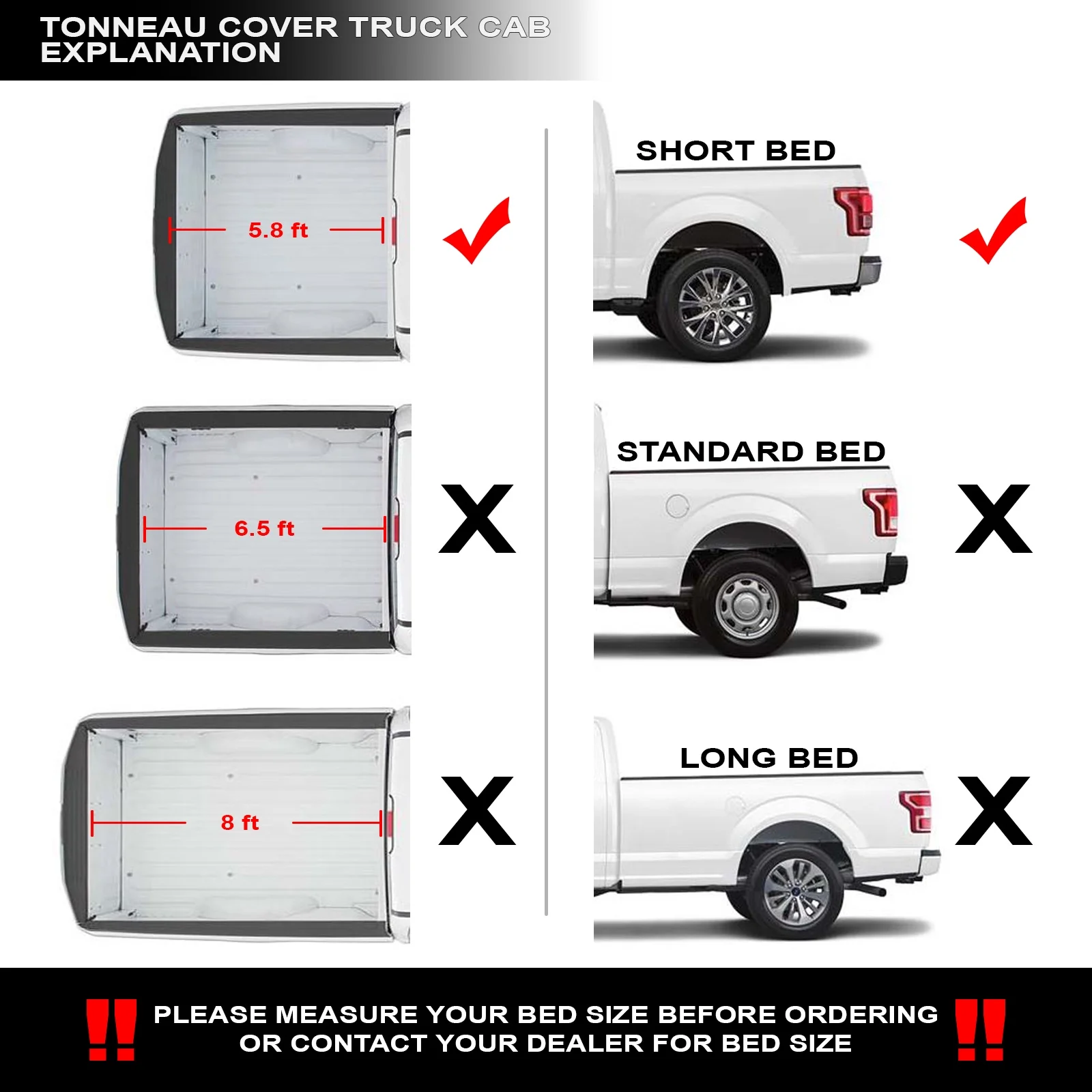 Stehlen 714937188440 Hidden Snap Tonneau Cover - Black For 2014-2018 Chevy Silverado / GMC Sierra 1500 5.8 Feet ( 68" ) Short Bed
