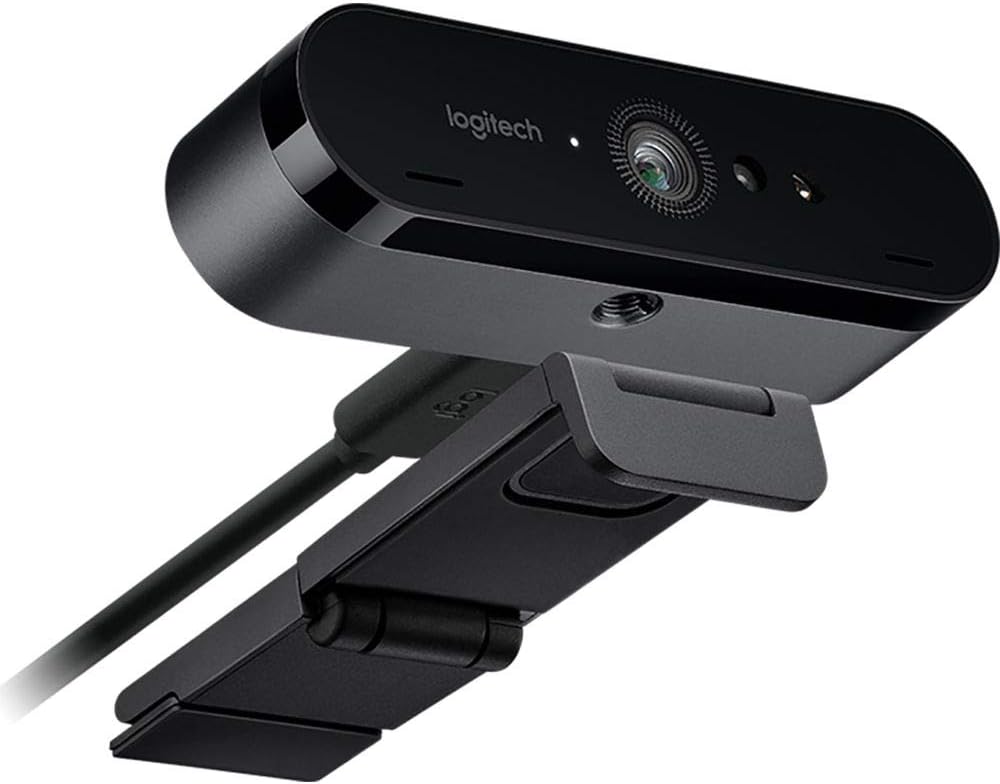 Logitech BRIO UHD 4K Webcam: (960-001105) with RightLight 3 and HDR Technology + Bundle Kit