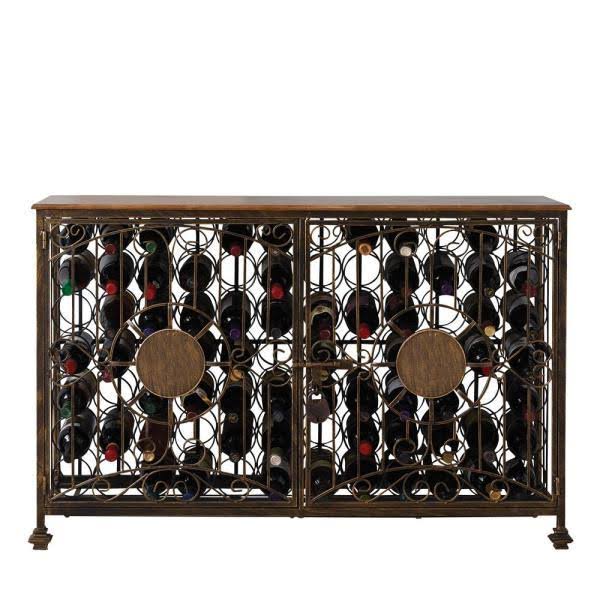 Wine Enthusiast 84- Bottle Antiqued Steel Wine Jail Console