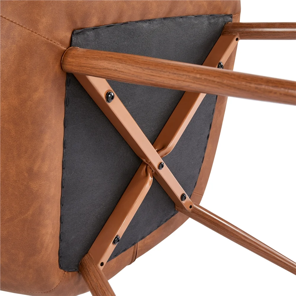 Easyfashion Contemporary Faux Leather Chair, Brown