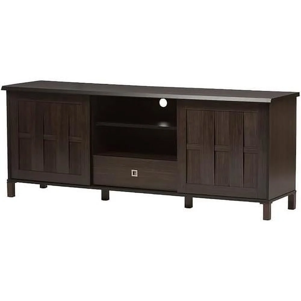 TV Stand Console Entertainment Center In Dark Brown