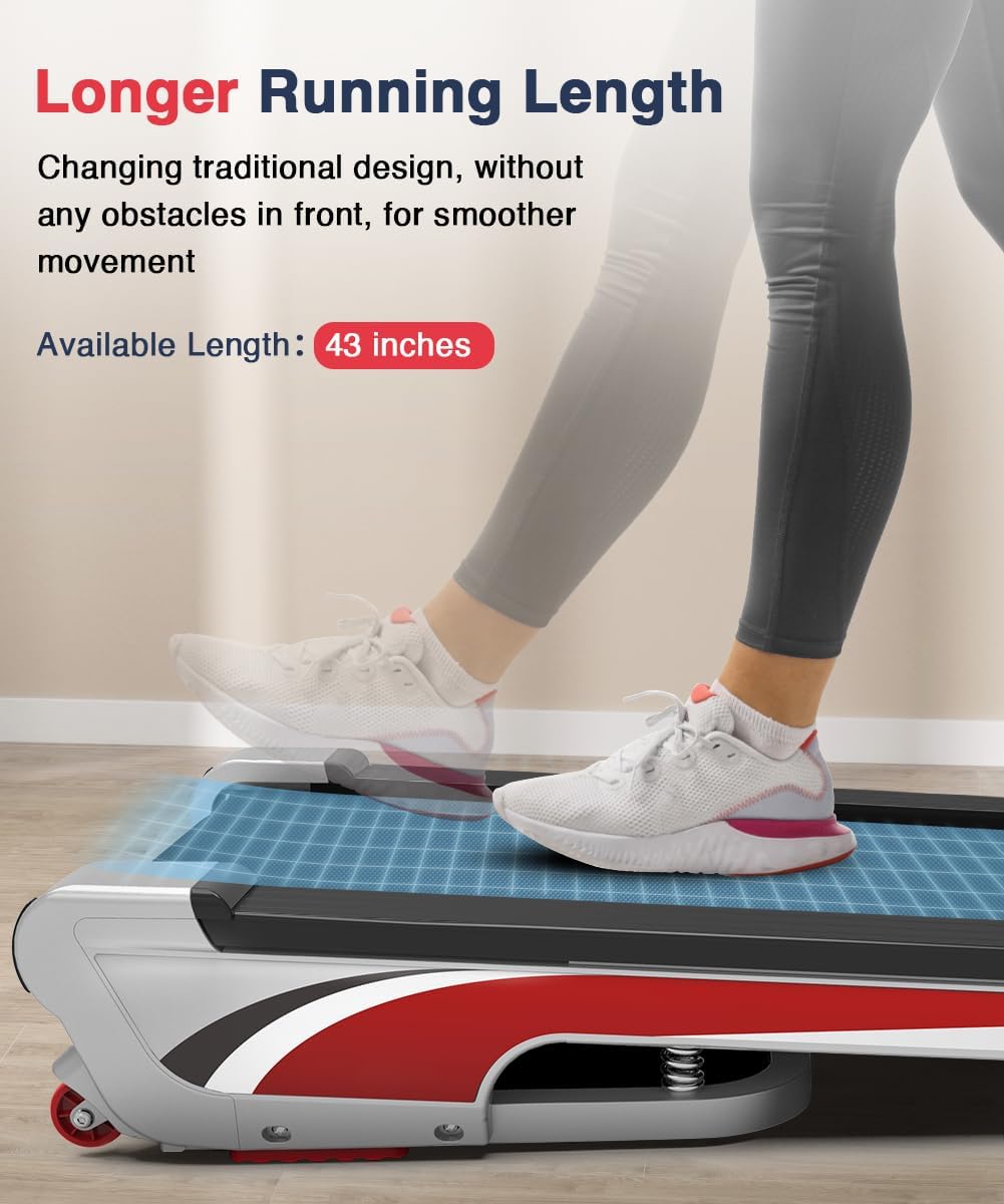 Redliro Walking Pad Treadmill with 6% Incline, Under Desk Treadmill 350+ lb Capacity Portable for Home & Office