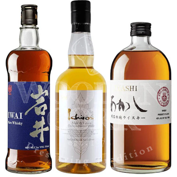 Mars Iwai 45 & Akashi Blended Whisky & Ichiro’s Malt and Grain Bundle - Nestor Liquor