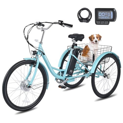 Viribus Electric Tricycle for Adults, 24 inch Electric Trike 250W(Peak 500W) with 468Wh Removable Battery, Motorized Adult Tricycle