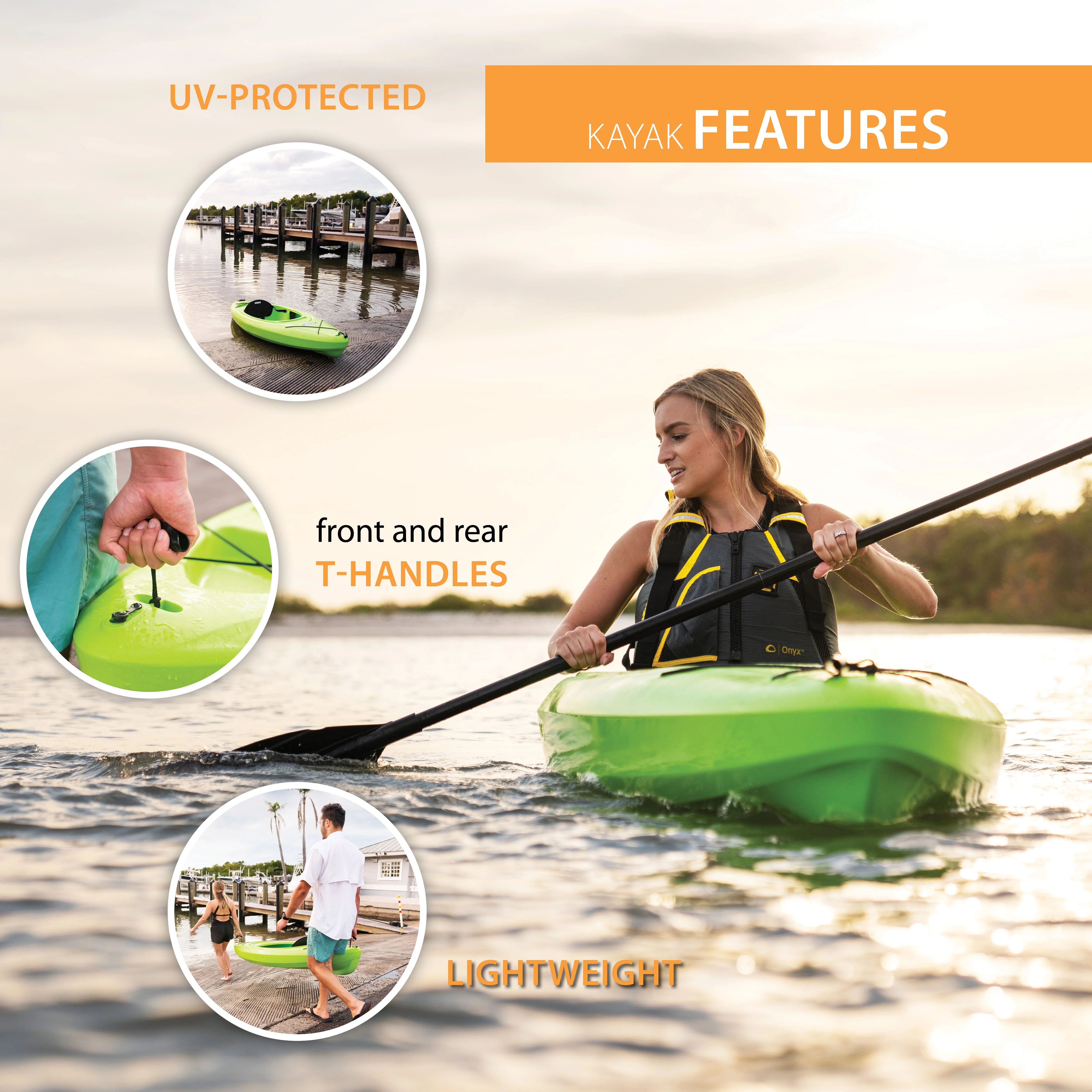 Lifetime Pacer 8 ft Sit-In Kayak (Paddle Included), Orange