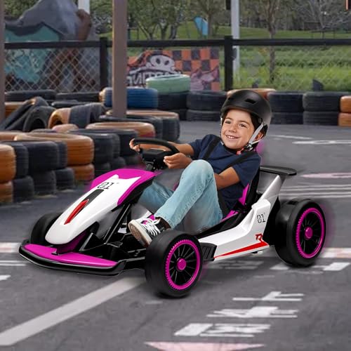 24V Go Kart for Kids, Electric Drift Kart with 2X200W Motor, 7AH Battery, Drift Function, Electric Pedals, and Safety Belt