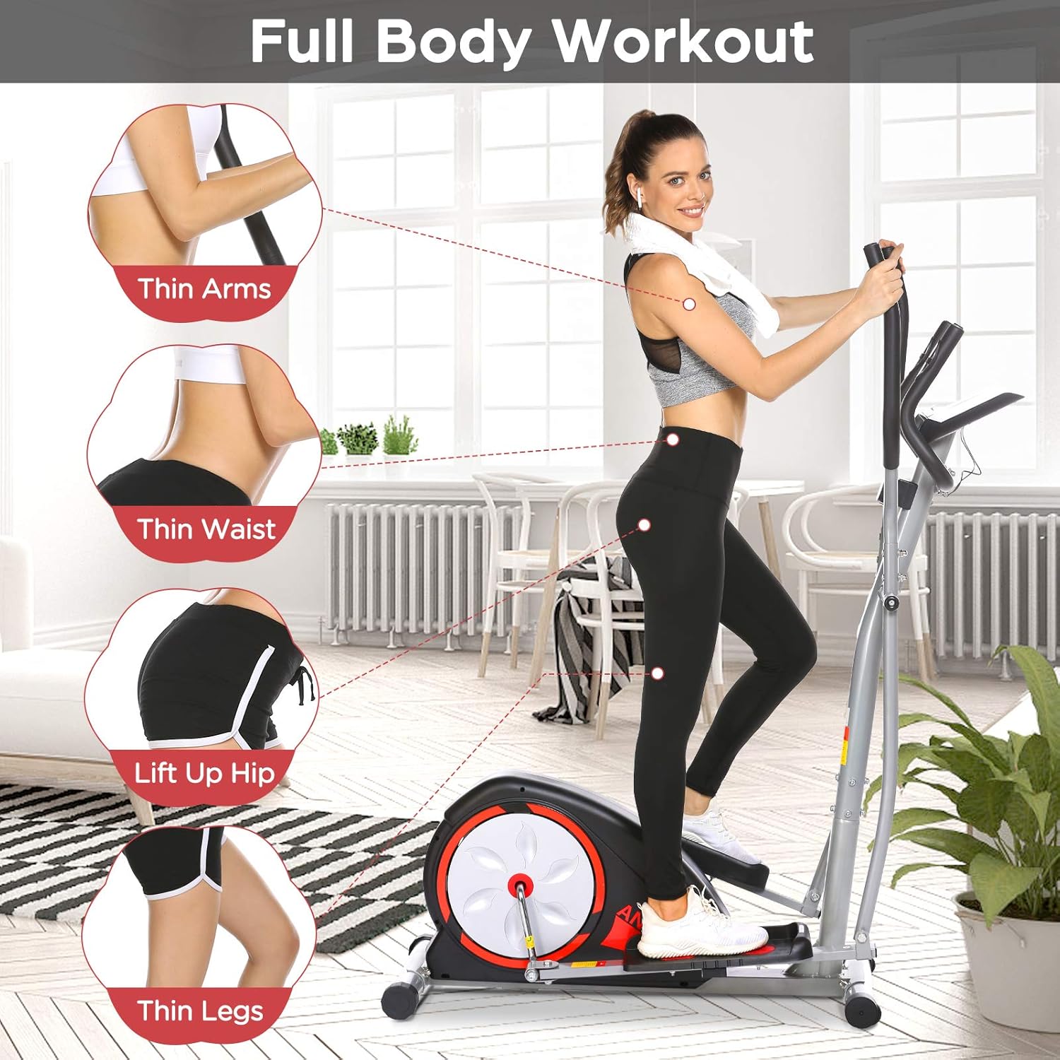 Elliptical Machine Magnetic Elliptical Training Machine for Home Use Elliptical Training Machines with LCD Monitor and Smooth Quiet Driven Pulse Rate