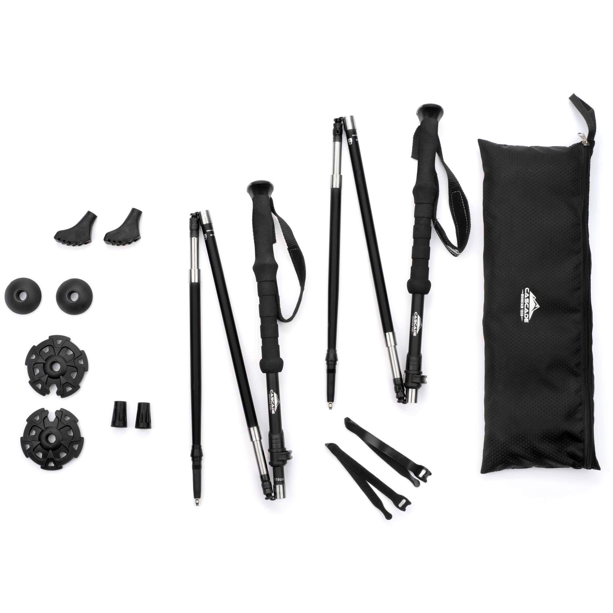 Cascade Mountain Tech Carbon Fiber Folding Travel Trekking Pole with Eva Grips for Hiking and Walking