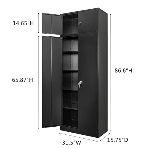 Metal Storage Cabinet with 2 Doors and 5 Adjustable Shelves