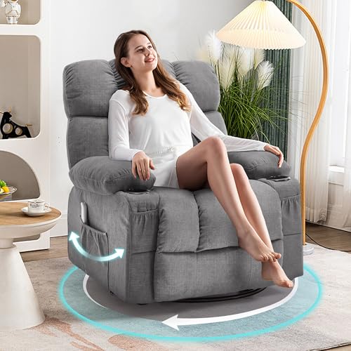 Recliner Chair with Massage and Heat, Rocker Recliner Chairs for Adults, Overstuffed Nursery Rocking Chairs for Living Room