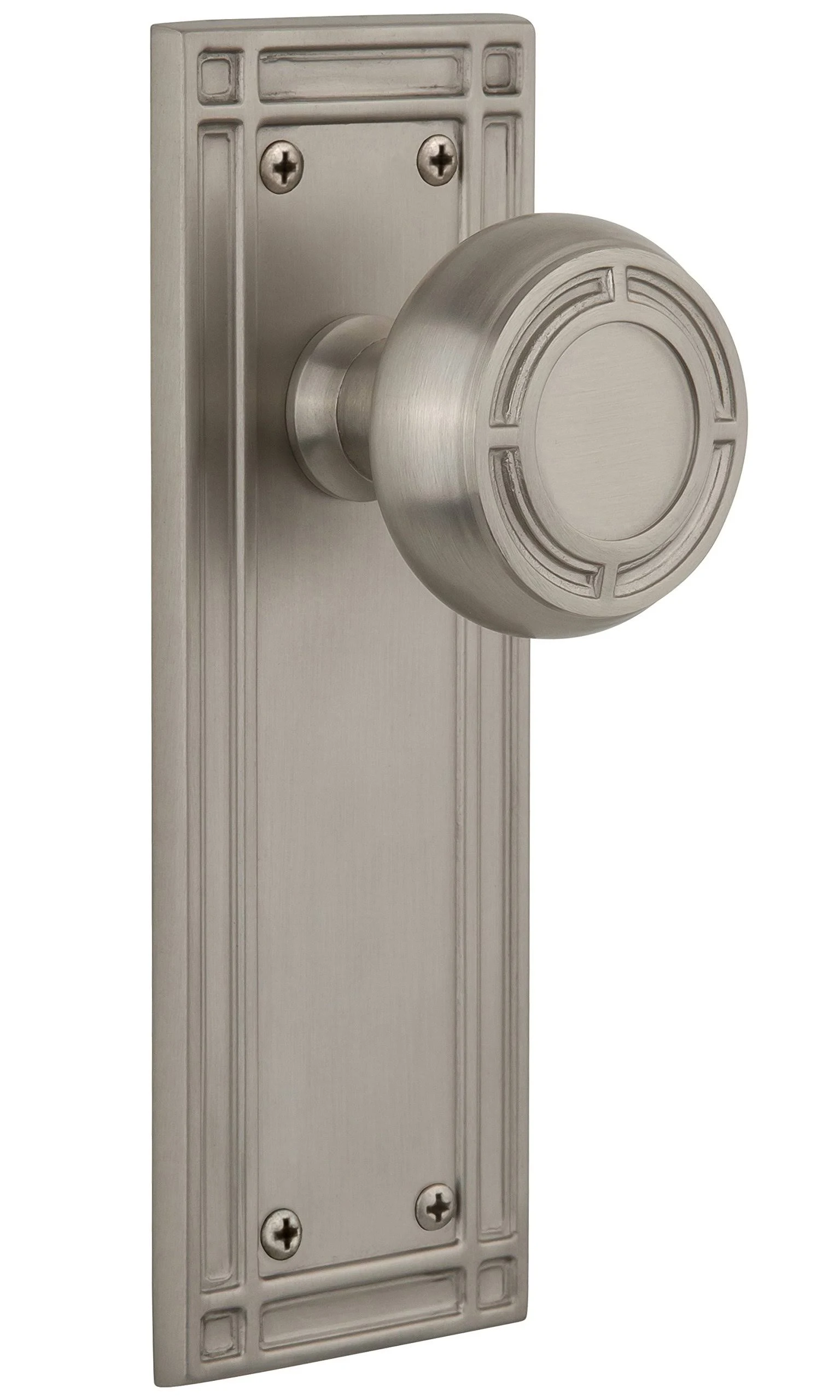 Nostalgic Warehouse 715997 Mission Plate Single Dummy Mission Door Knob, Satin Nickel