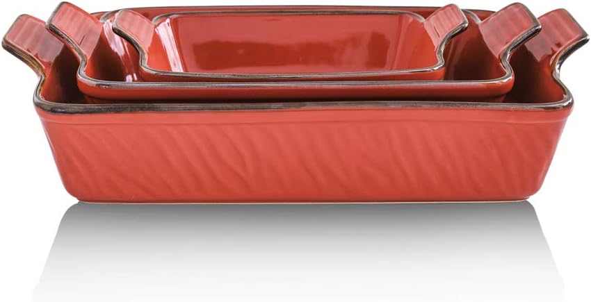KOOV Bakeware Set, Ceramic Baking Dish Set, Rectangular Casserole Dish Set, Lasagna Pans for Cooking, Cake Dinner, Kitchen, 9 x 13 Inches