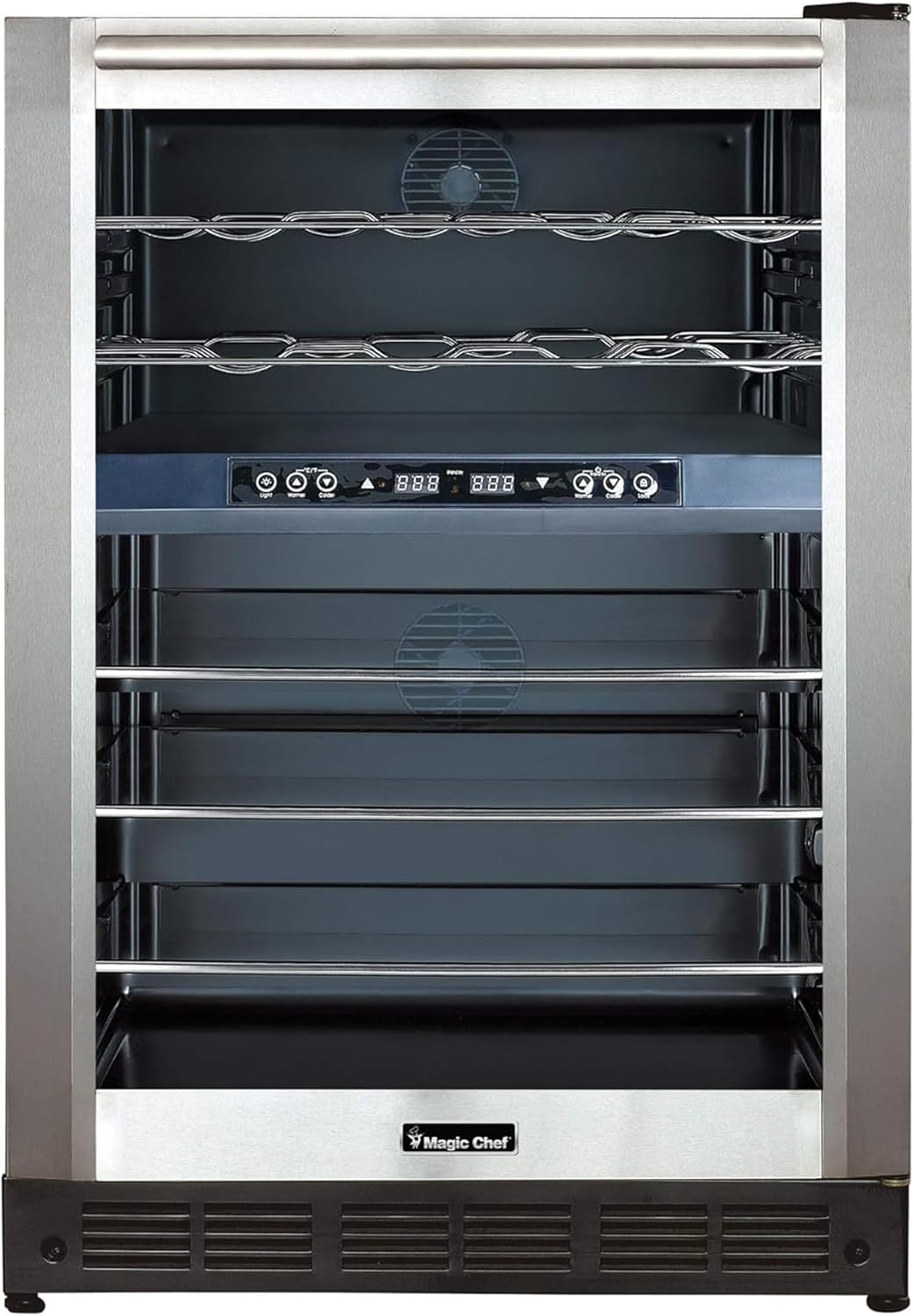 Magic Chef BTWB530ST1 Dual-Zone Wine-and-Beverage Center, Perfect for Use as Freestanding or Countertop Beverage Fridge, 24 Inches, Stainless Steel