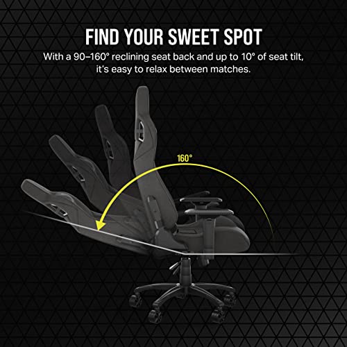 Corsair T3 Rush Fabric Gaming Chair (2023) – Racing-Inspired Design – Soft Fabric Exterior – Padded Neck Cushion – Memory Foam Lumbar Support –