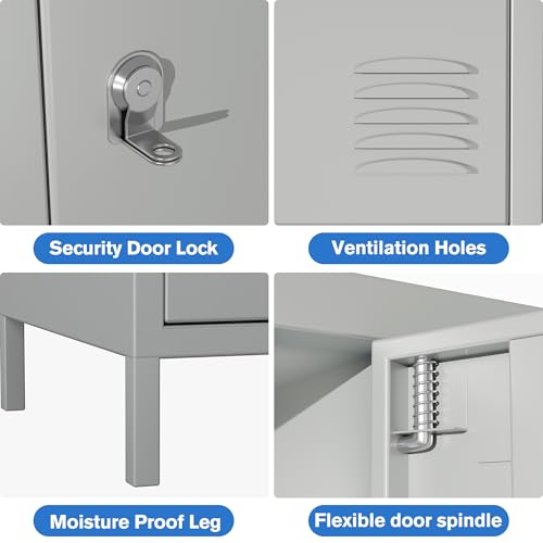 6 Door Metal Storage Locker 18 Hooks,Metal Locker for Employees with Lock for School Garage Office Gym Bedroom,Assembly Required