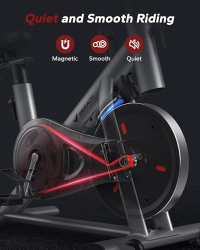MERACH Exercise Bike, Brake Pad Stationary Bike with Exclusive App, Low Noise Indoor Cycling Bike with 300lbs Weight Capacity