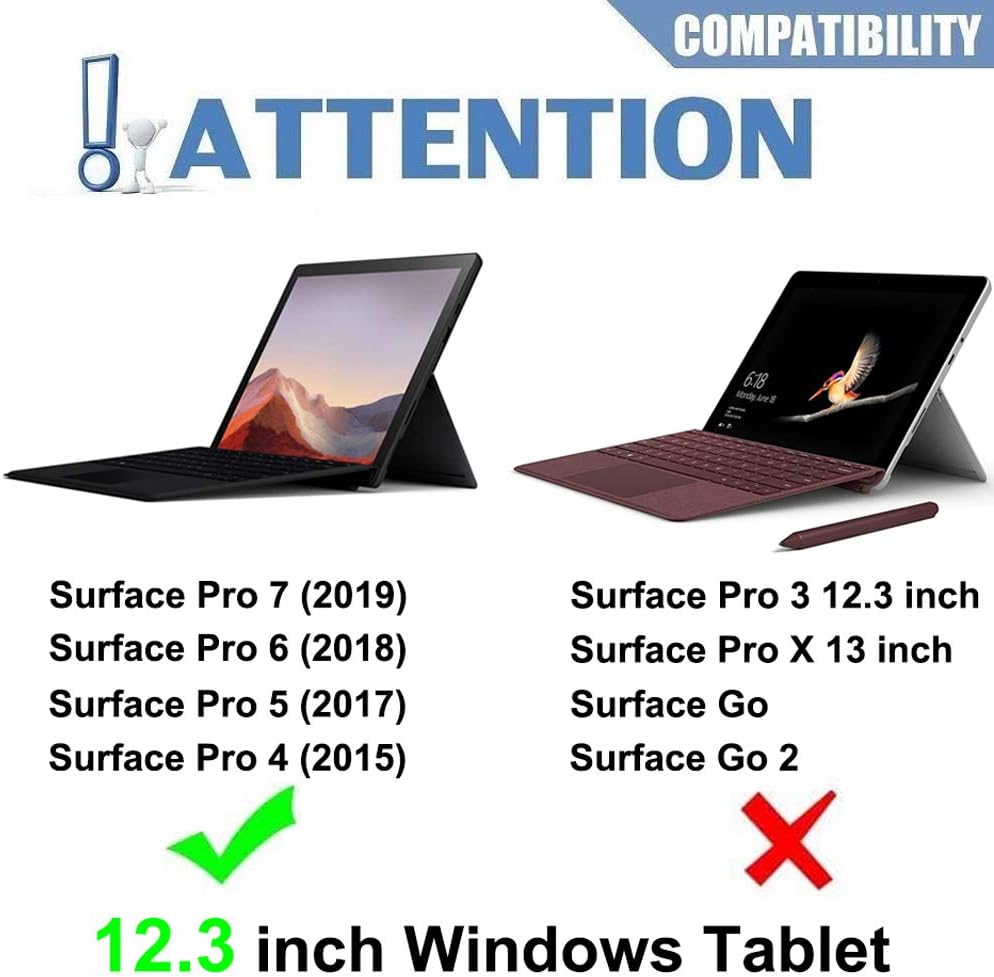 Wineecy Backlit Keyboard Case for Surface Pro 7 (2019) /Pro 6 (2018) /Pro 5 (2017) /Pro 4 (2015) 12.3 Inch Tablet