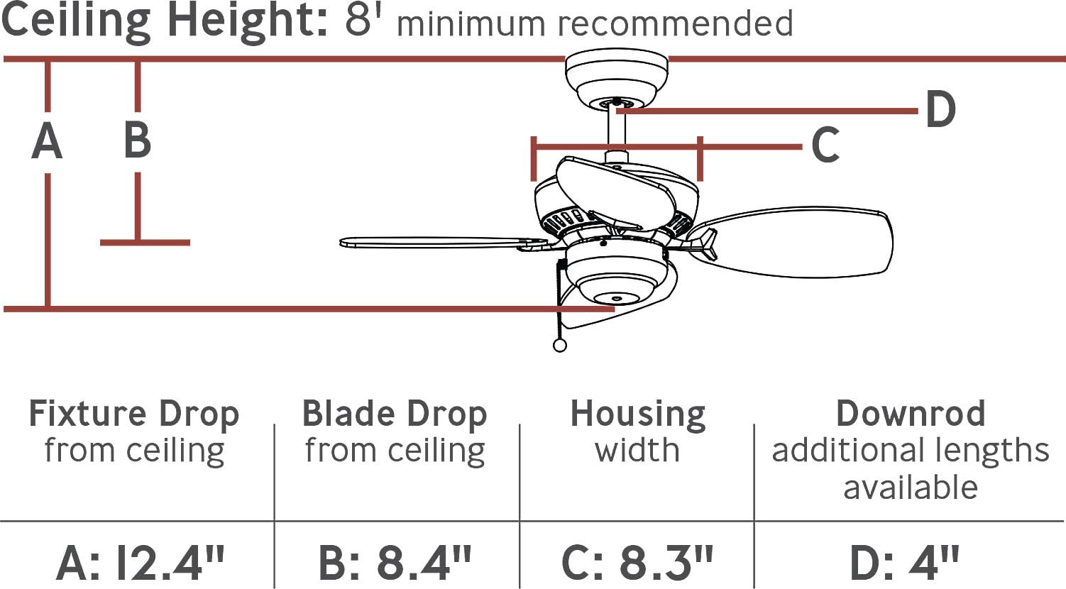 Monte Carlo Fans Colony II 28x22 Mini Indoor Ceiling Fan - Brushed Pewter - Silver Blades