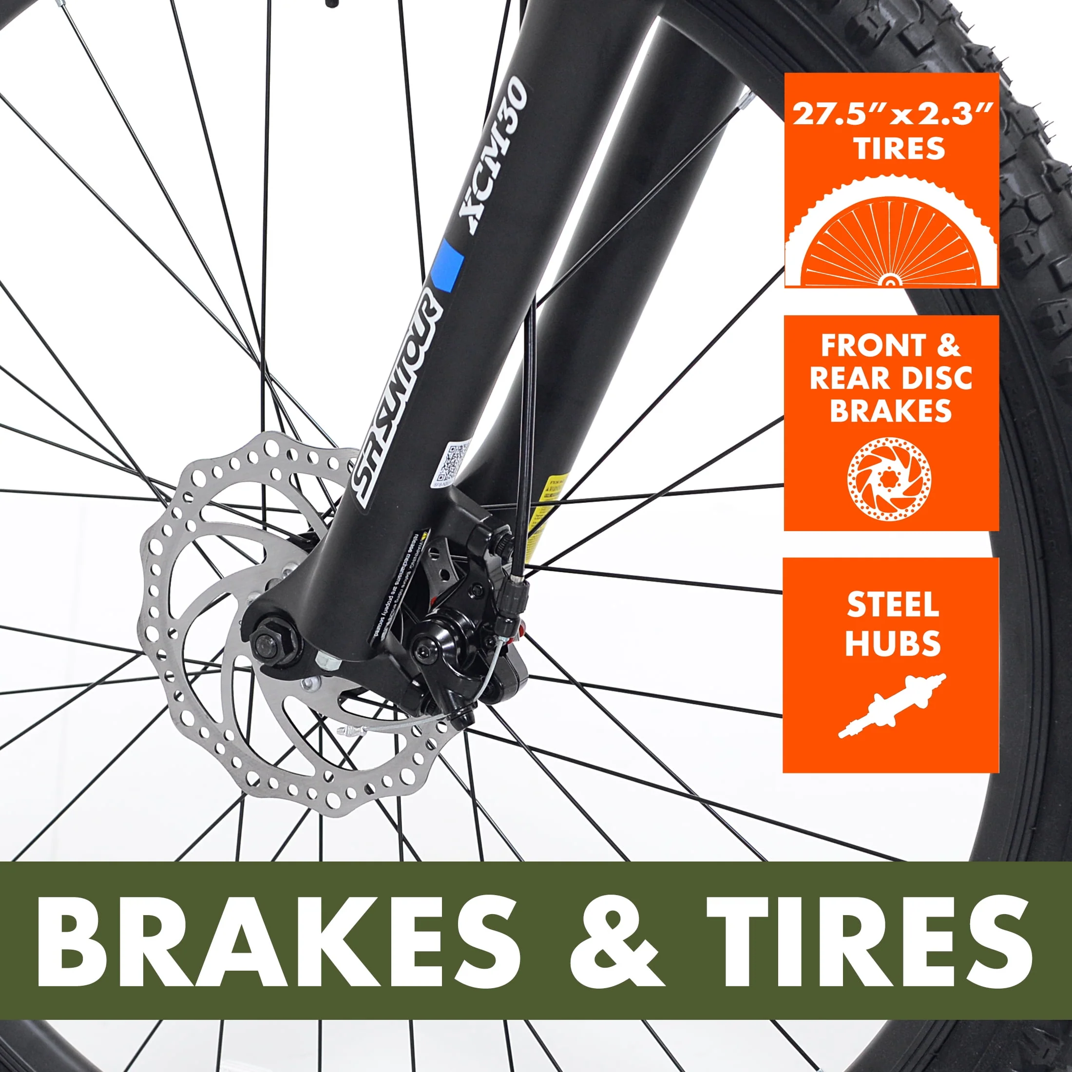 Ozark Trail 27.5 Vibe Mountain Bike, Medium Frame, Black, Adult, Unisex