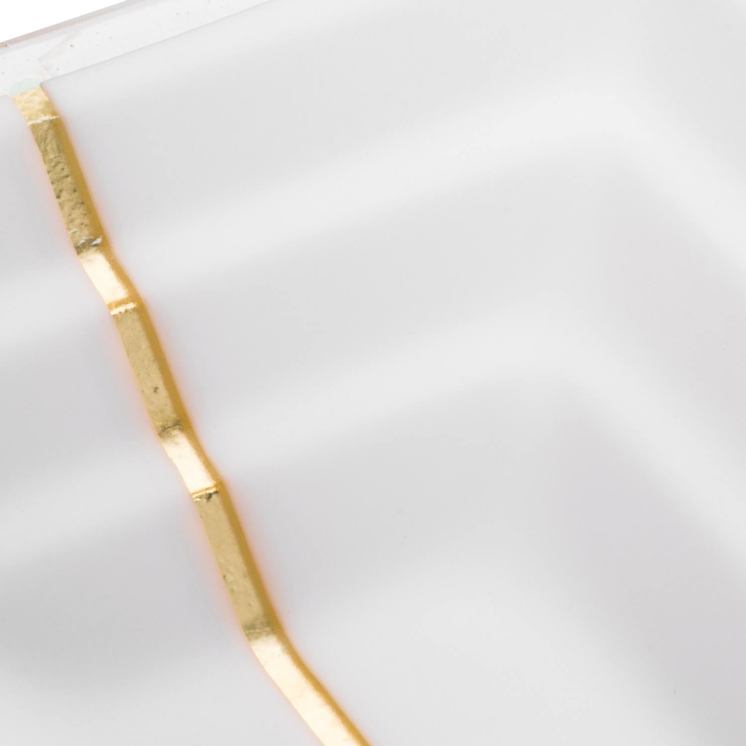 Linkasink AG01A-01GLD Stripe Small Rectangular Sink - White Glass with Gold Accent