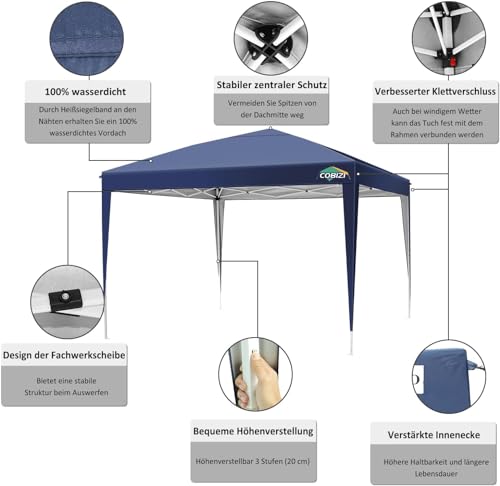 COBIZI 10x10 Pop up Canopy Tent Protable Canopy Tent with 4 Sidewalls Waterproof Commercial Instant Shelter for Parties, Wedding