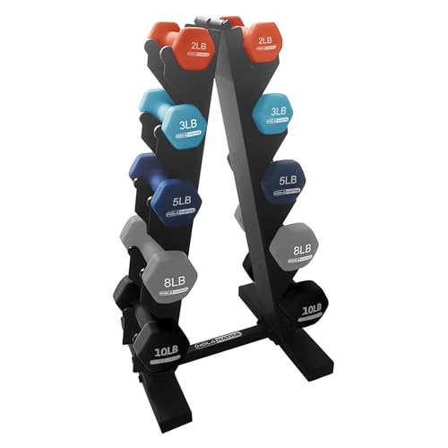 HolaHatha Neoprene Dumbbell Free Hand Weight Set with Rack, Ideal for Home Exercises to Gain Tone and Definition