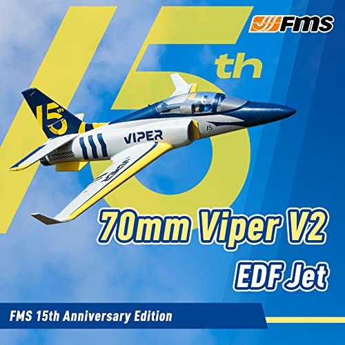 Fms Rc Jets 70mm Viper V2 EDF Navy Blue rc Airplanes for Adults for Trainer for Beginners 6 CH Remote Control Planes PNP (NO Control Battery Charger)