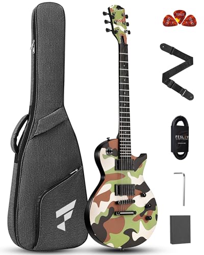 Fesley 39" LP Electric Guitar Kit: Full Size Solid Body Electric Guitars for Beginners with Humbucker Pickups,Poplar Body,Mahogany Neck,22 Frets