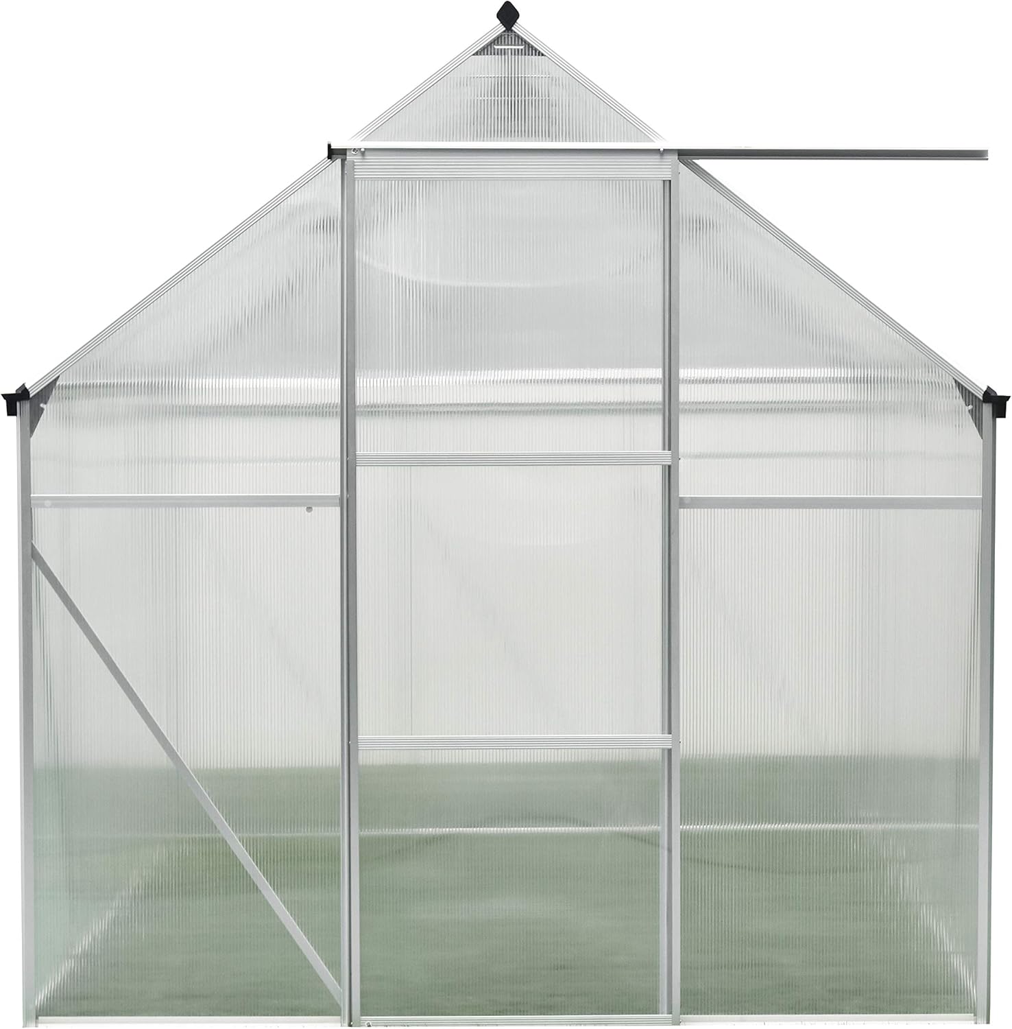 Hanover HANGRNHS4X6-NAT 4 x 6-Ft. Polycarbonate Walk-in Greenhouse, Natural/Silver