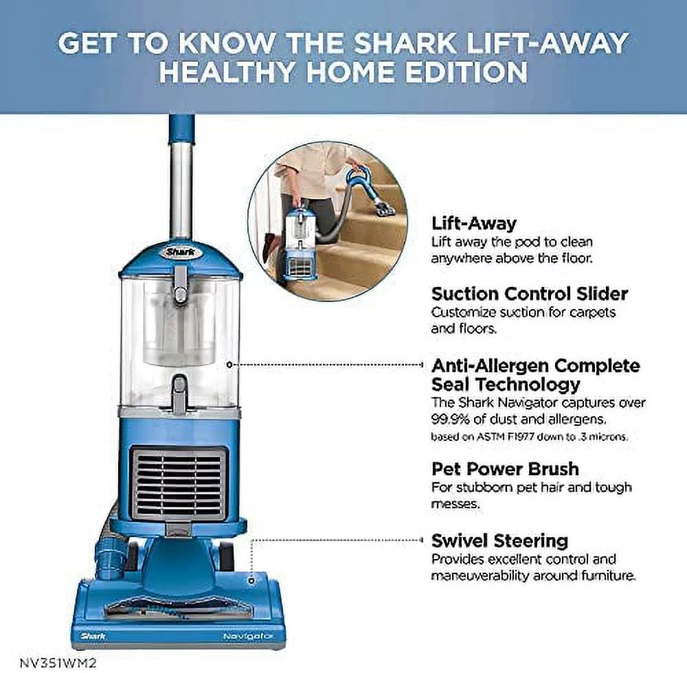 Restored Shark NV351WM2 Navigator Lift-Away Professional Canister and Upright Vacuum for Carpet and Hard Wood Floors (Refurbished)