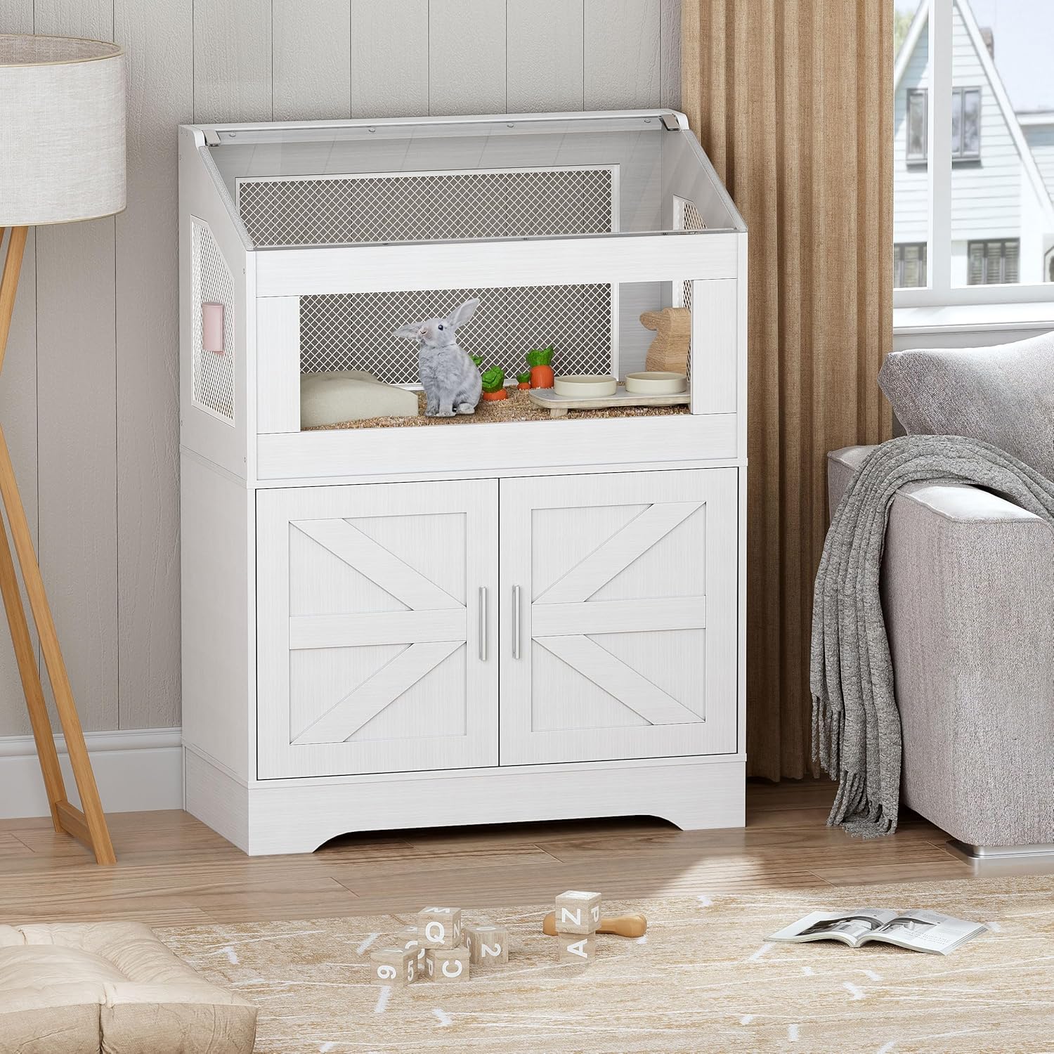 PAKASEPT Hamster Cage, Small Animal Cages with Storage Cabinet, Visual and Ventilated Large Habitats Hamster House for Rat, Guinea Pig, Hedgehog