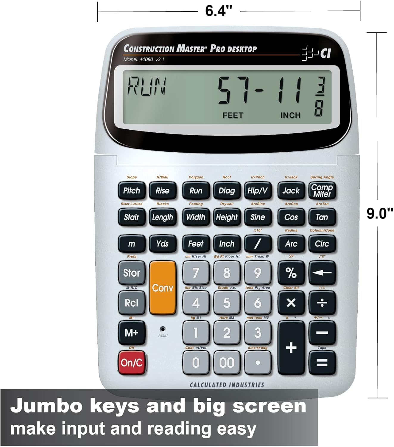 Calculated Industries 44080 Construction Master Pro-Desktop Advanced Construction Math Feet-Inch-Fraction Calculator with Trig Tool for Architects