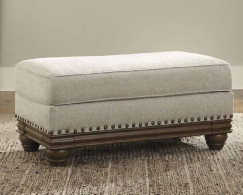 Signature Design by Ashley Traditional Harleson Ottoman Chenille Wheat