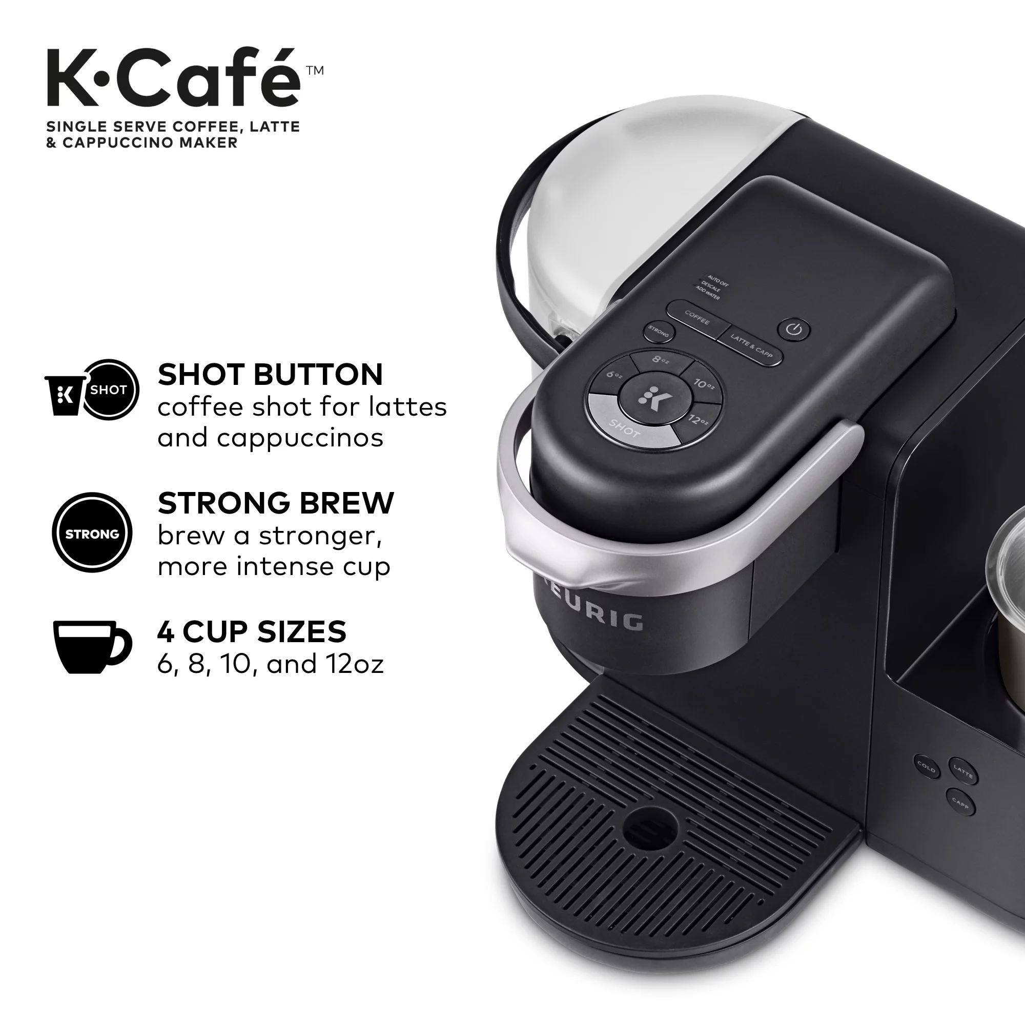 Keurig K-Cafe Single Serve K-Cup Coffee Maker, Latte Maker and Cappuccino Maker, Dark Charcoal