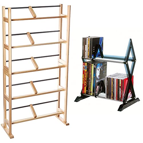 Atlantic Element Media Storage Rack - Holds Up to 230 CDs or 150 DVDs & Summit Media Storage Cabinet – Protects & Organizes Prized Music, Movie