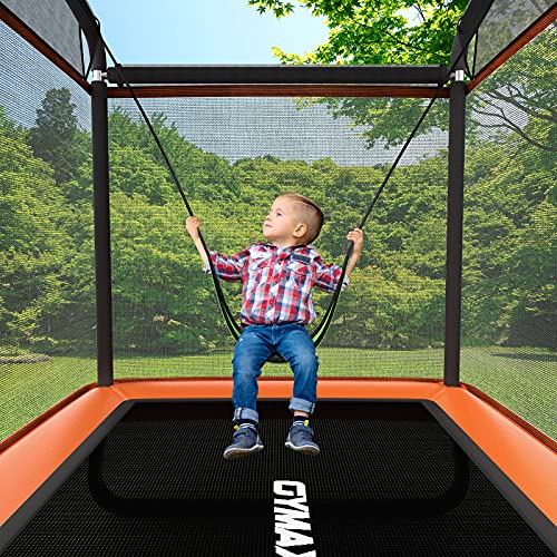 GYMAX Trampoline for Kids, 6FT Toddler Trampoline with Swing & Enclosure Safety Net