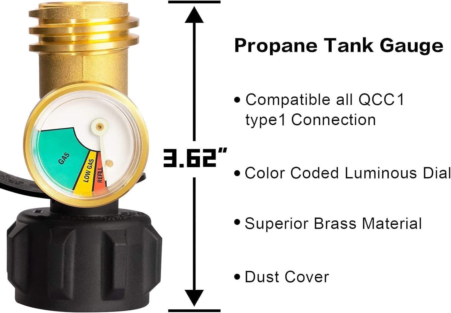 Propane Tank Gauge Level Indicator Leak Detector for 5lb-40lb Propane Tanks (2 Pack), Universal for BBQ Gas Grill, Cylinder, RV Camper