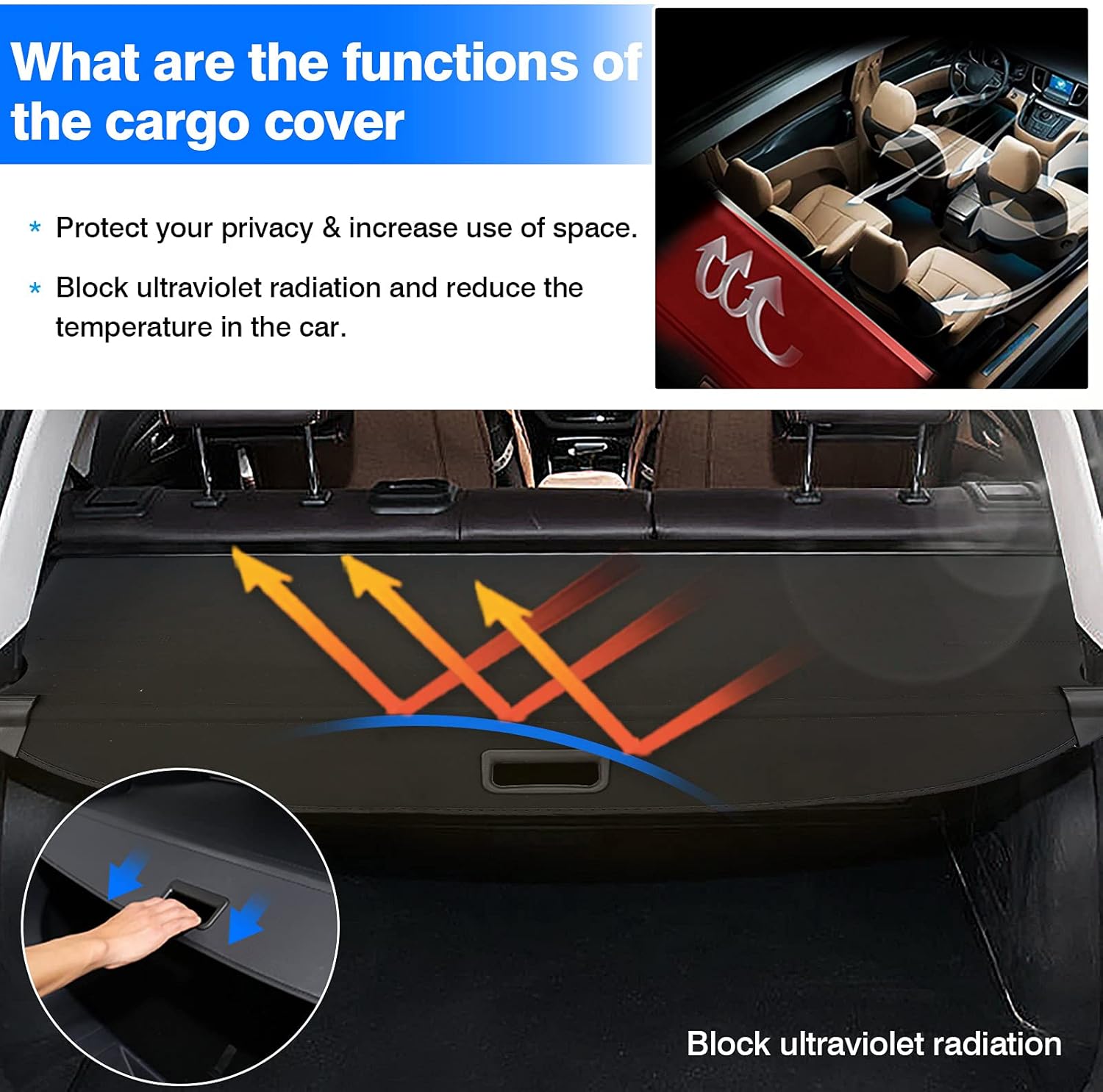 Powerty Only Fit for Cargo Cover Hyundai Tucson 2022 Trunk Security Cover Retractable Shielding Shade Black No Gap Auto Accessories