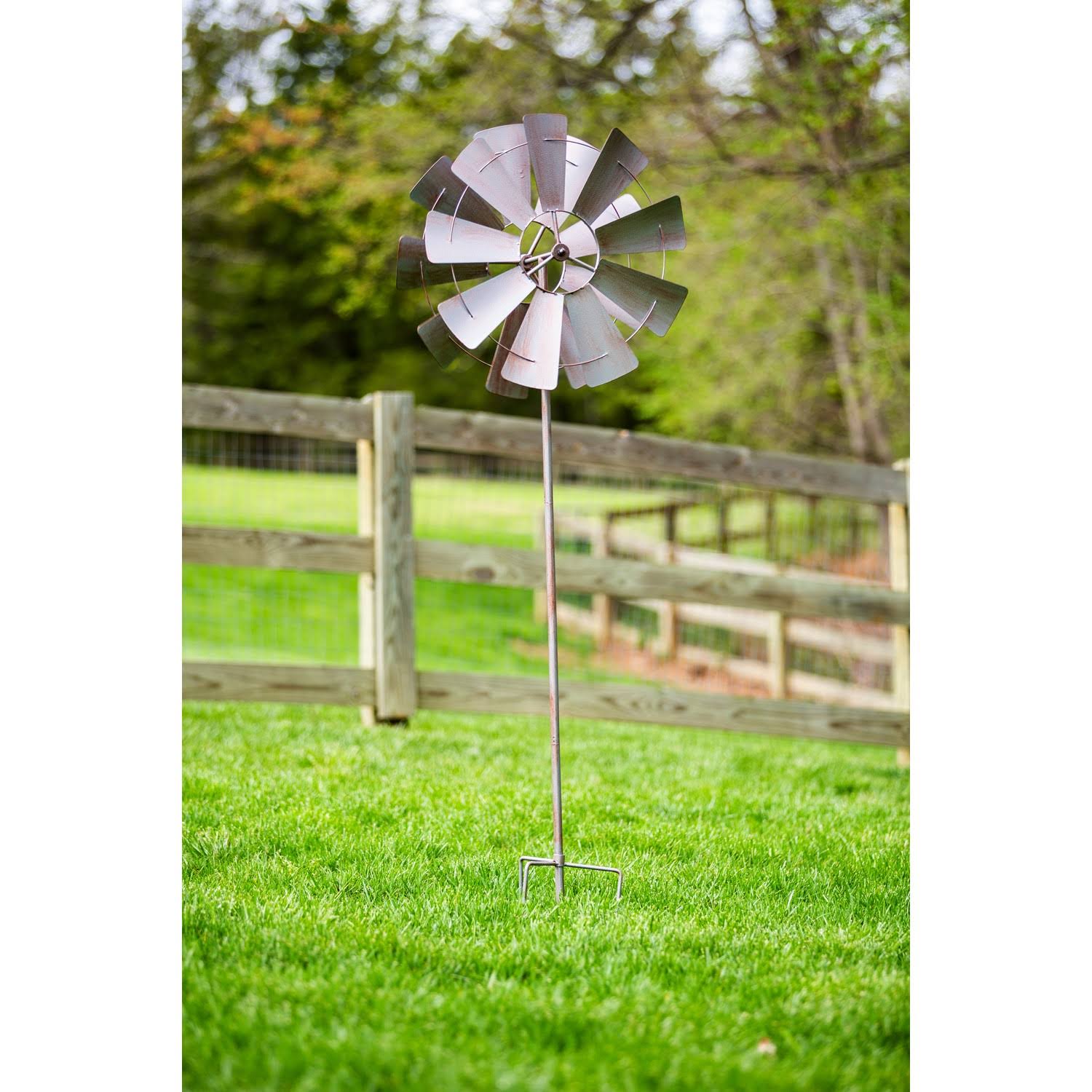 Evergreen 72x22H Wind Spinner, Galvanized Windmill