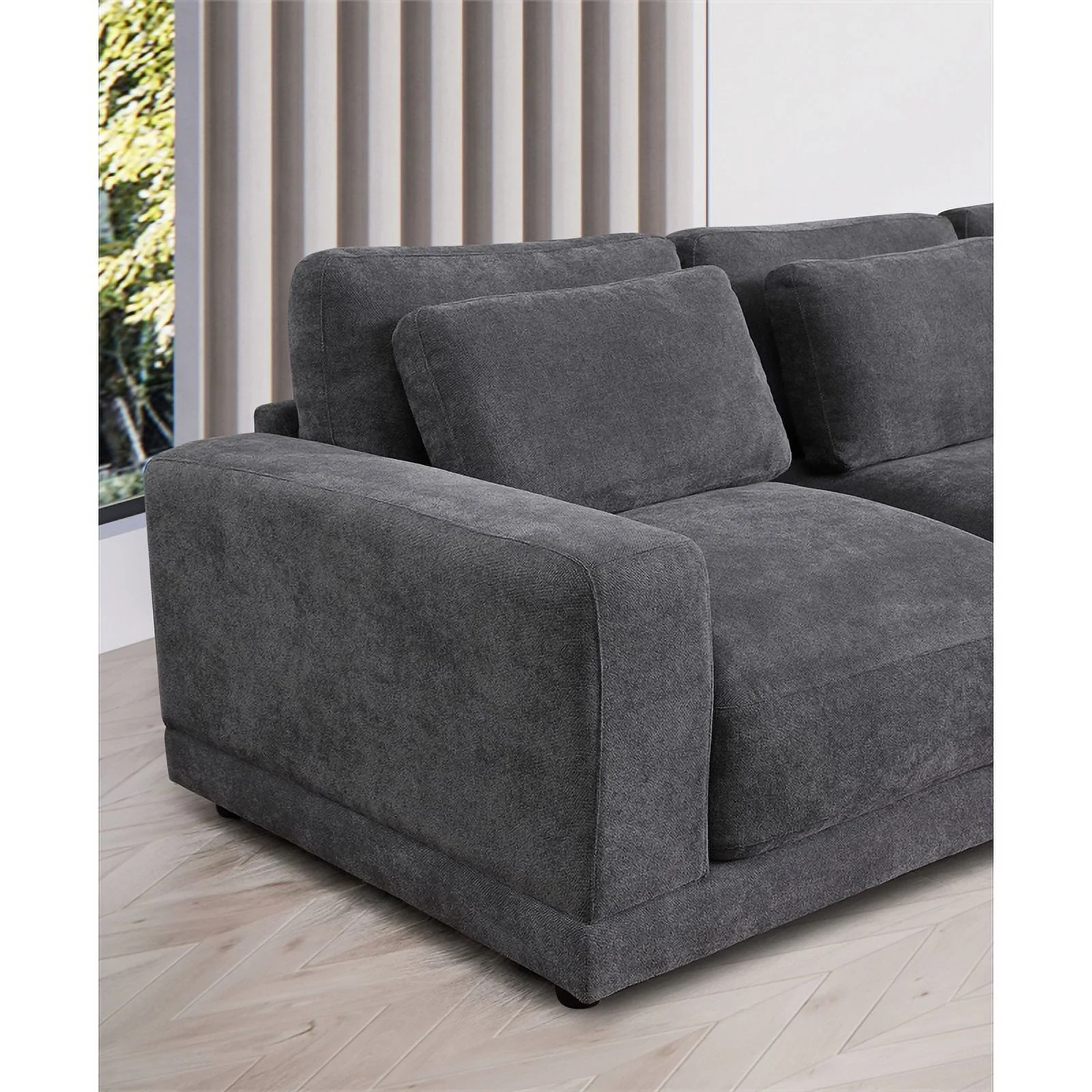 Devion Furniture 5-Piece Upholstered Fabric Modular Sofa in Dark Gray