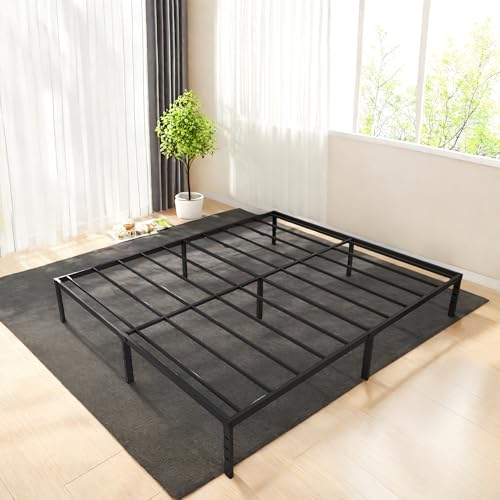 Full Size Bed Frame, 14 Inch Metal Platform Bed with Iron-Art Headboard & Footboard, Classic Bed Frame with Heavy Duty Metal Slats Support