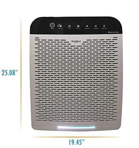 Whirlpool Whispure Wppro2000, True Hepa Air Purifier, Activated Carbon, 508 Sq.', Smart Auto Mode, Air Quality Monitor, Ideal For Allergies, Odors